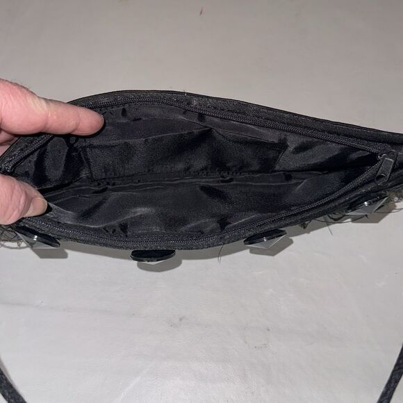 Satin Peacock Feather Shoulder Bag - Picture 3 of 6